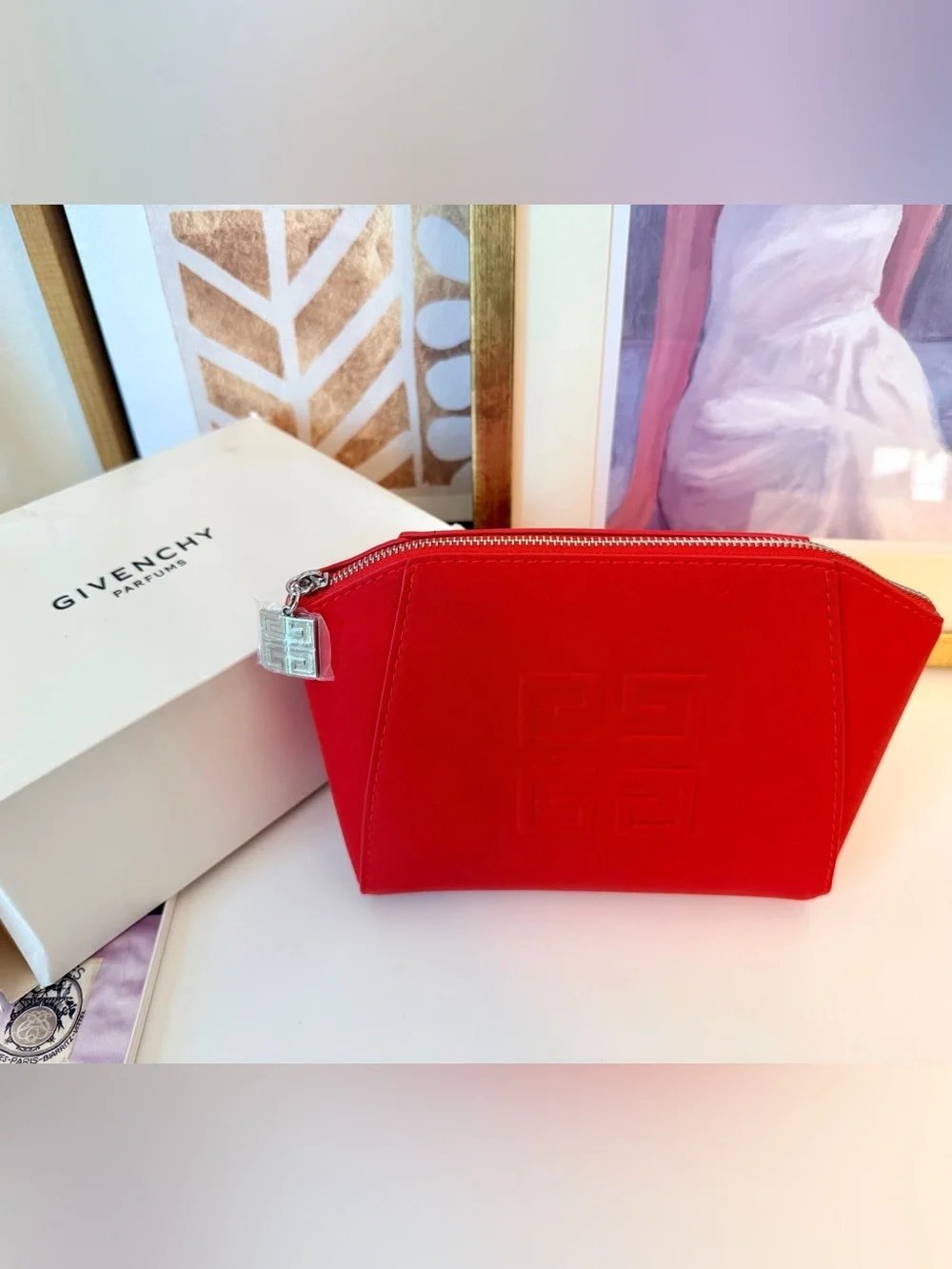 Givenchy Red Zip Cosmetic Bag